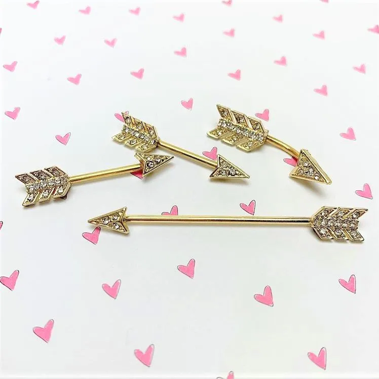 Clear Gem Minerva Arrow Reversible Belly Ring