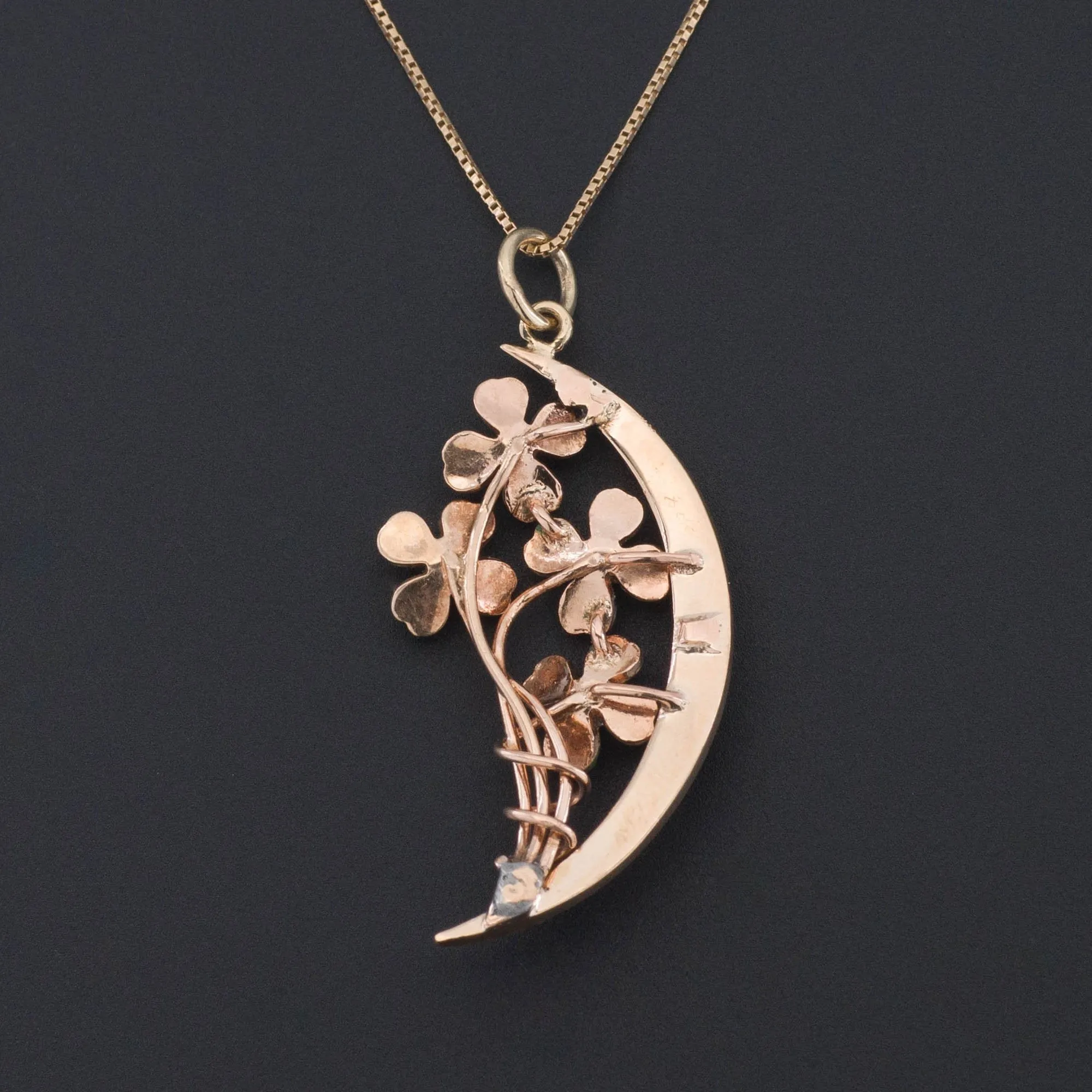 Clover Pendant | 14k Gold Diamond Enamel & Pearl Clover Pendant on Optional 14k Chain