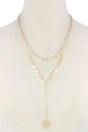 Coin Dangle Y Shape Necklace