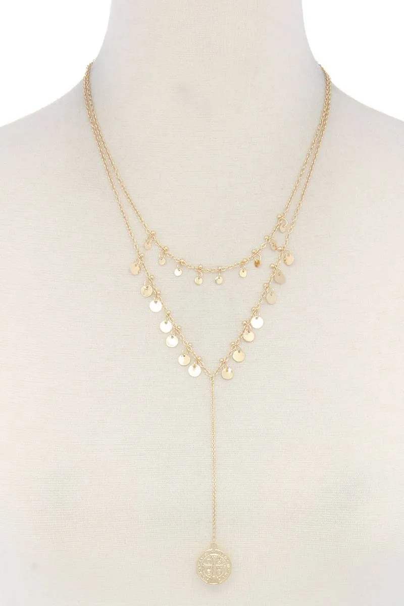 Coin Dangle Y Shape Necklace
