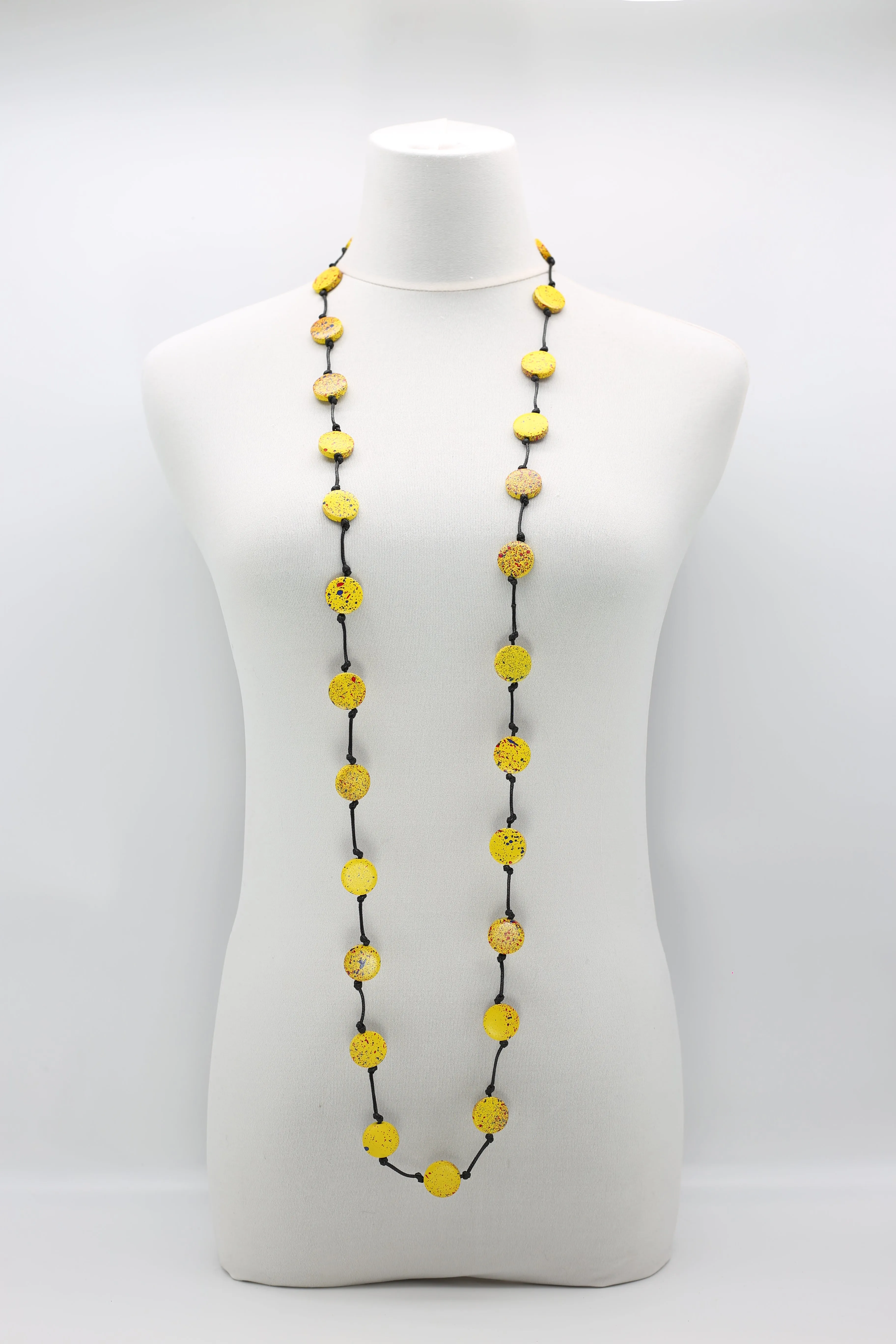 COIN NECKLACES - HAND-PAINTED YELLOW GRAFFITI - SMALL - SINGLE STRAND