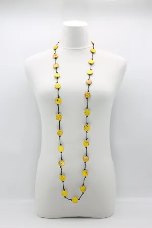 COIN NECKLACES - HAND-PAINTED YELLOW GRAFFITI - SMALL - SINGLE STRAND