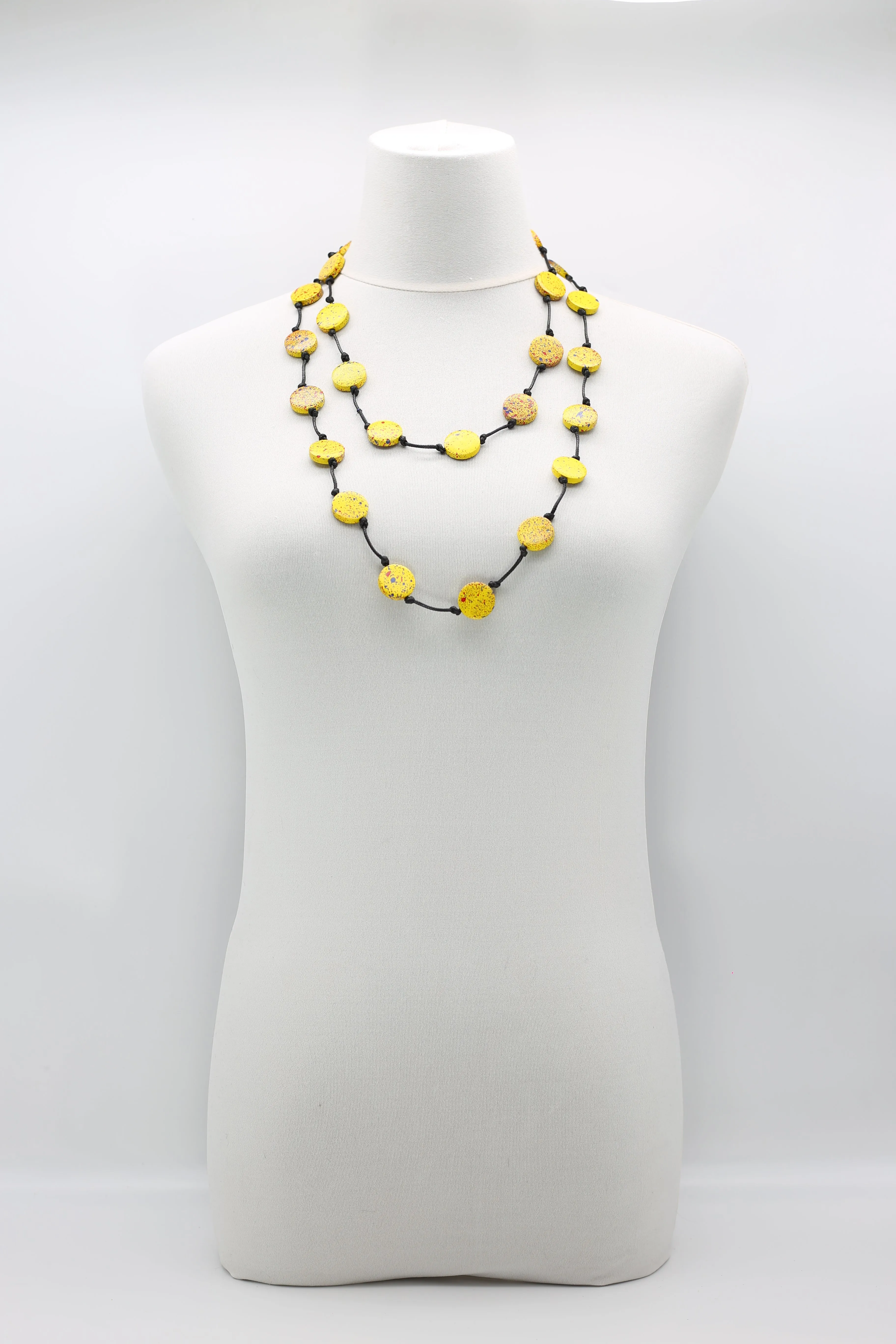 COIN NECKLACES - HAND-PAINTED YELLOW GRAFFITI - SMALL - SINGLE STRAND
