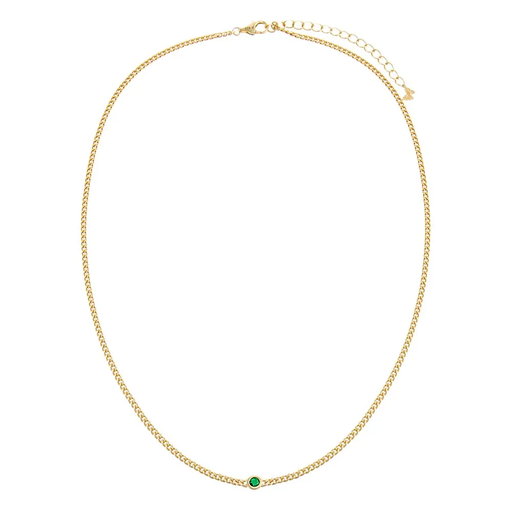 Colored Single Bezel Cuban Necklace