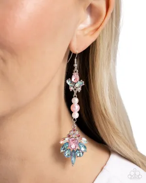 Considerable Captivation - Multi - Iridescent, Blue, and Pink Gem and Pearl Paparazzi Fishhook Earrings