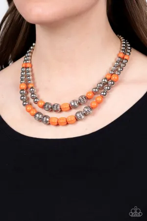 Country Road Trip - Orange - Stone Bead Tiered Paparazzi Necklace
