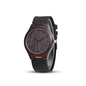 Couple Engraved Watch Wood Grain Watches Personalized Leather Strap Ebony Watches Anniversary Gift
