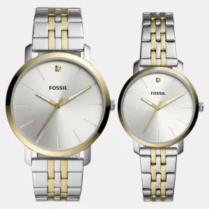 Couple Quartz Silver Dial Analog Stainless Steel Watch BQ2467SET
