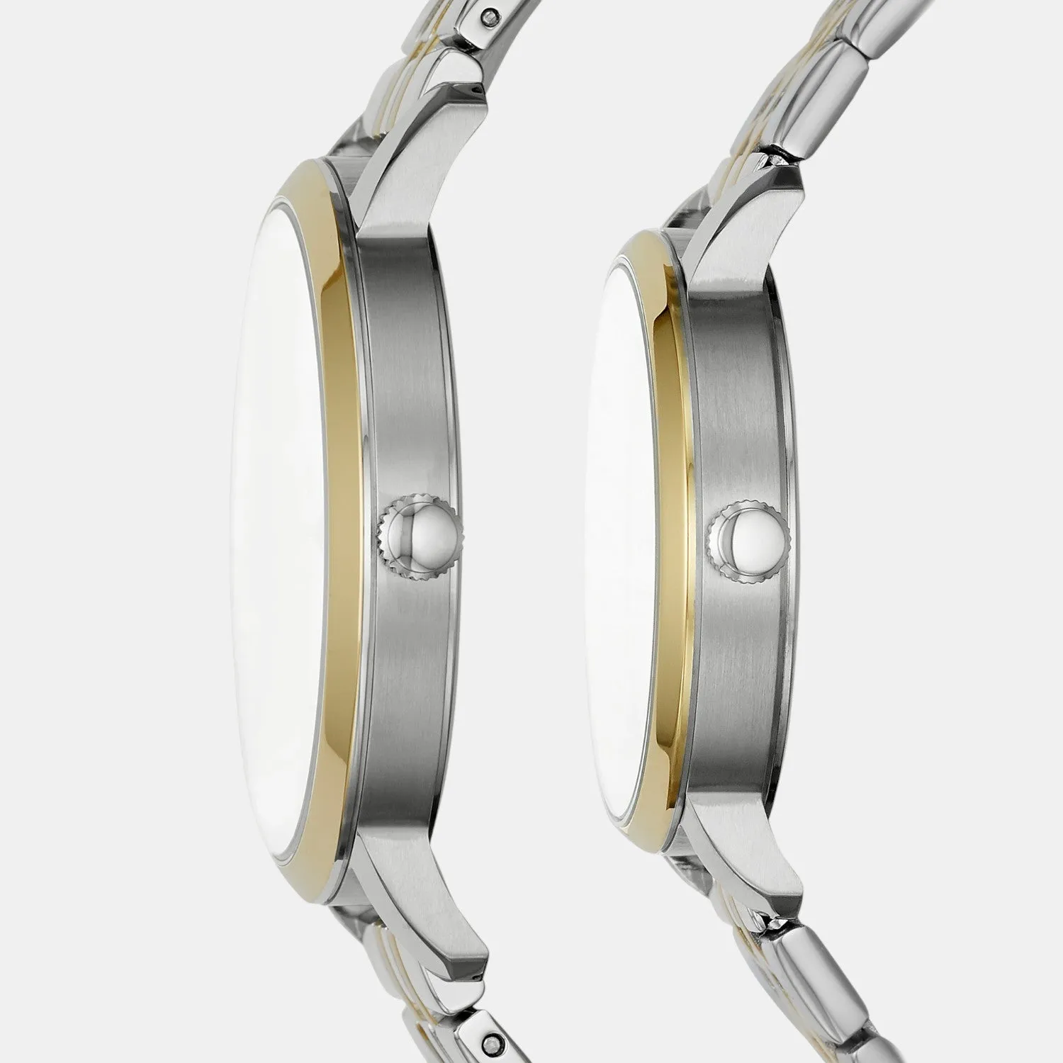 Couple Quartz Silver Dial Analog Stainless Steel Watch BQ2467SET