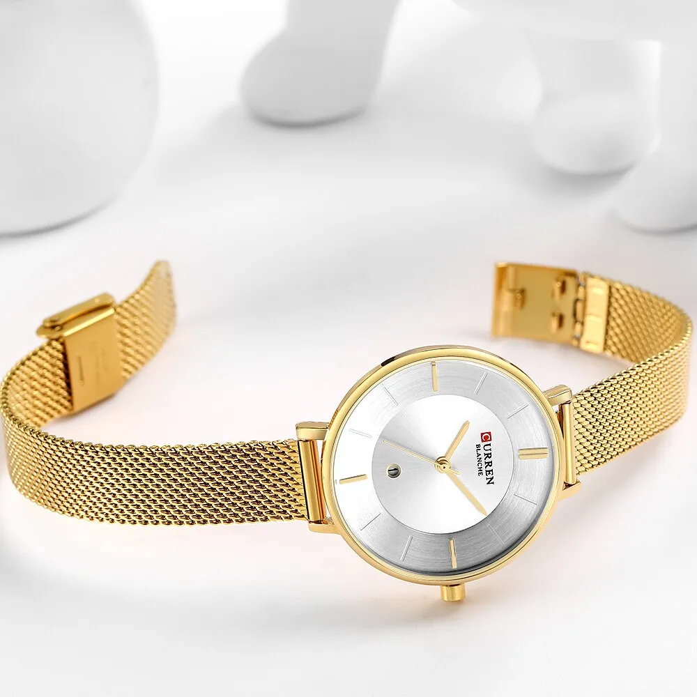 CURREN Fashion Ladies Watches Luxury Stainless Steel Mesh Strap Analog Quartz Watch Women Casual Female Clock Women‘s