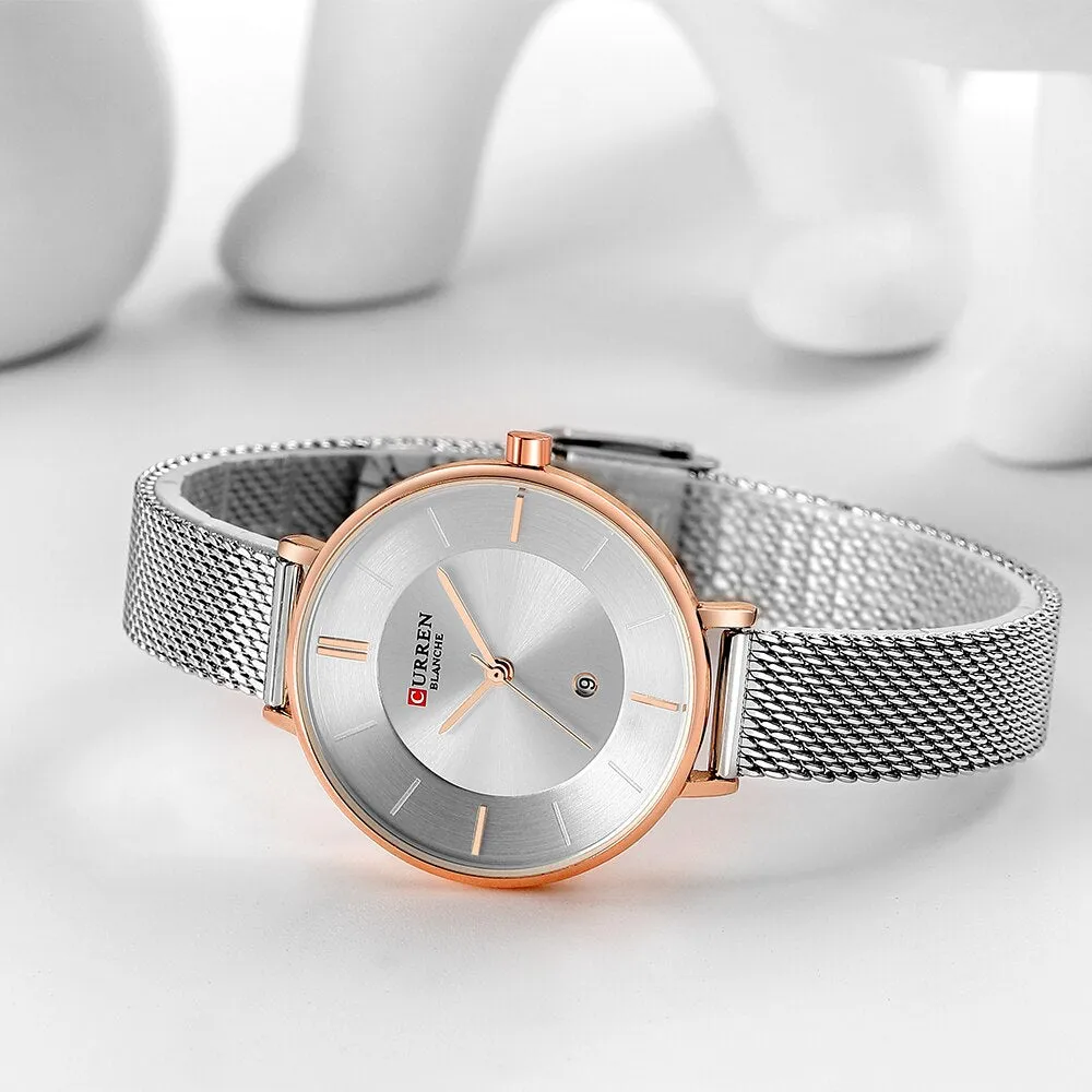 CURREN Fashion Ladies Watches Luxury Stainless Steel Mesh Strap Analog Quartz Watch Women Casual Female Clock Women‘s