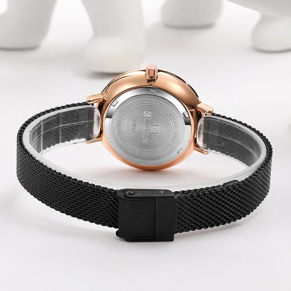 CURREN Fashion Ladies Watches Luxury Stainless Steel Mesh Strap Analog Quartz Watch Women Casual Female Clock Women‘s