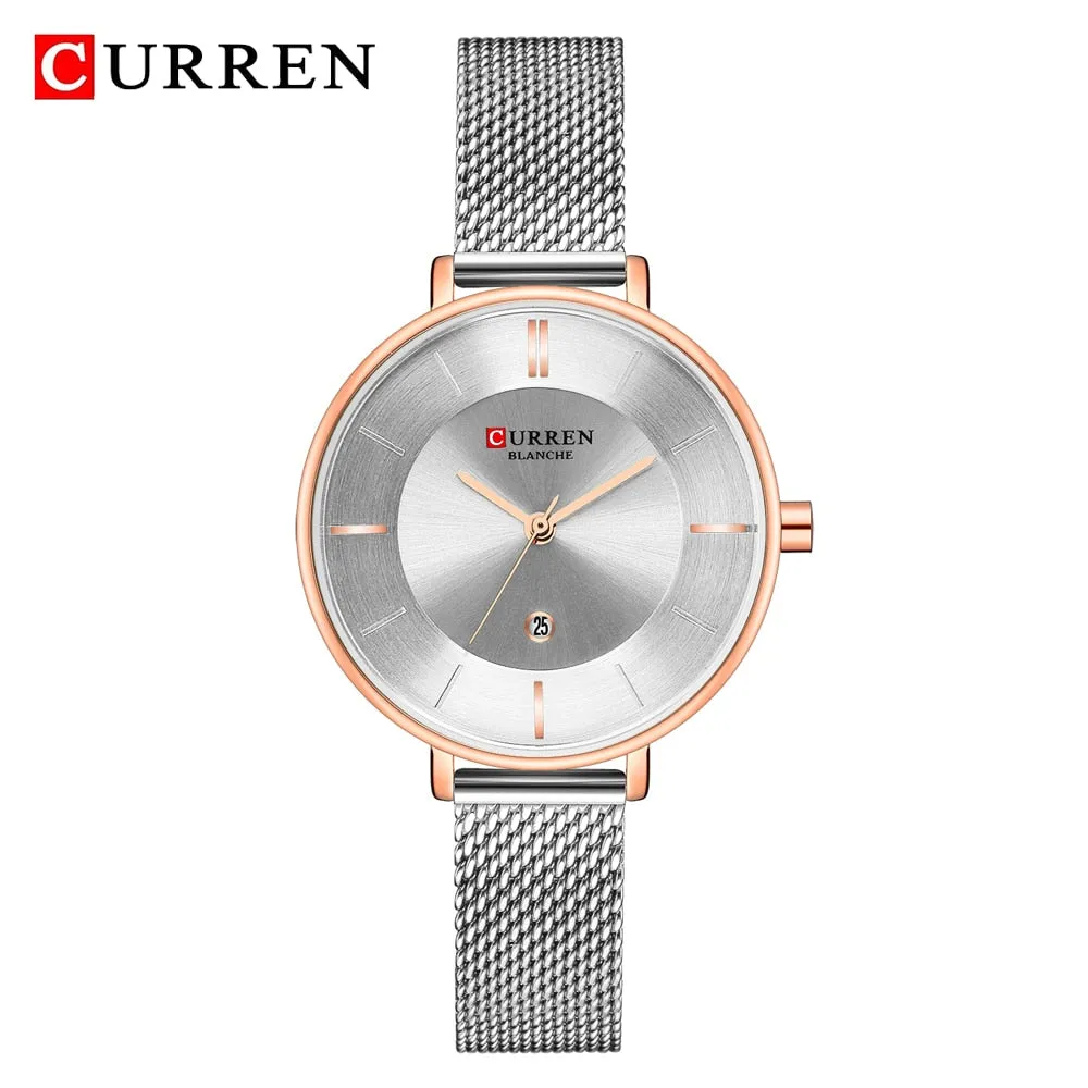 CURREN Fashion Ladies Watches Luxury Stainless Steel Mesh Strap Analog Quartz Watch Women Casual Female Clock Women‘s