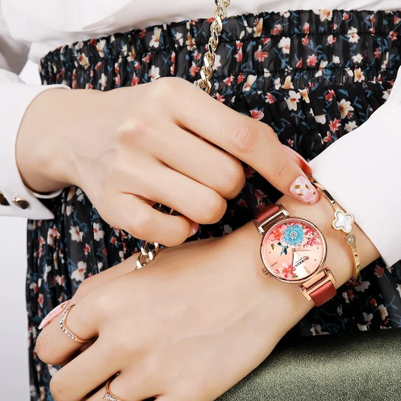 CURREN Fashion Luxury Women Watch Creative Flower Dial Clock Steel Strap Ladies Wrist Watches Top Brand Women Watch Reloj Mujer
