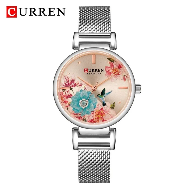 CURREN Fashion Luxury Women Watch Creative Flower Dial Clock Steel Strap Ladies Wrist Watches Top Brand Women Watch Reloj Mujer