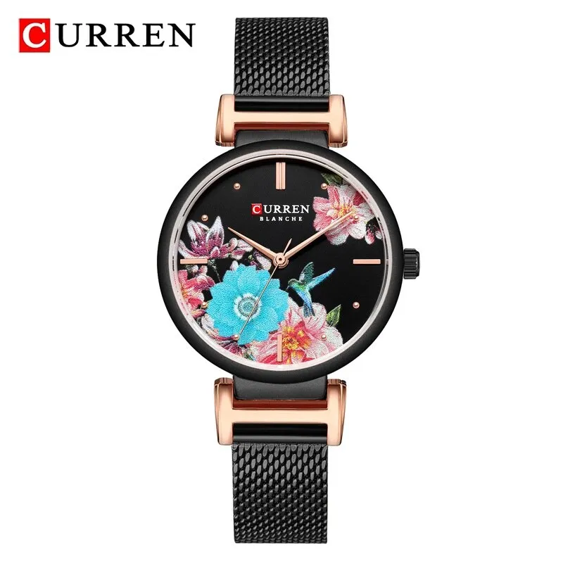 CURREN Fashion Luxury Women Watch Creative Flower Dial Clock Steel Strap Ladies Wrist Watches Top Brand Women Watch Reloj Mujer