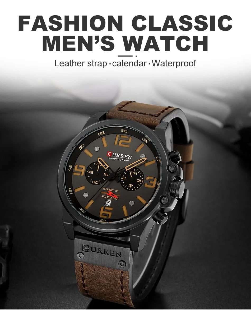 CURREN Mens Watches Top Luxury Brand Waterproof Sport Wrist Watch