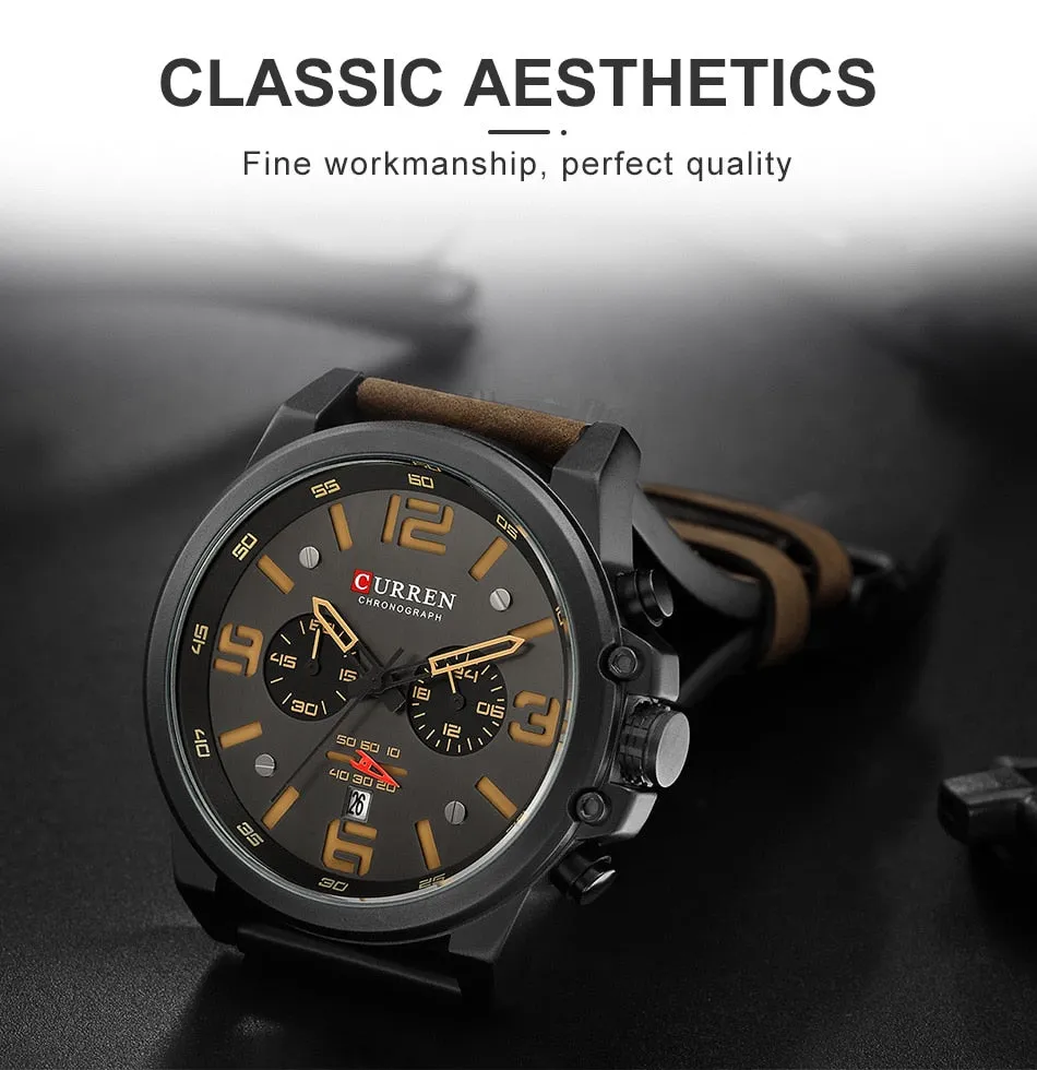 CURREN Mens Watches Top Luxury Brand Waterproof Sport Wrist Watch