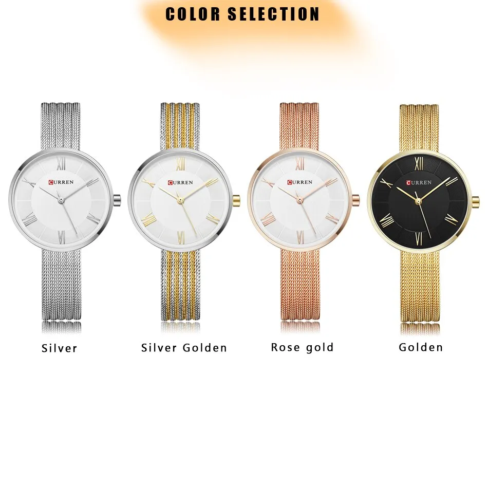 CURREN Women Watches Luxury Analog Quartz Wristwatch Classic Silver Female Clock Ladies Fashion Casual Dress Watch Reloj Mujer