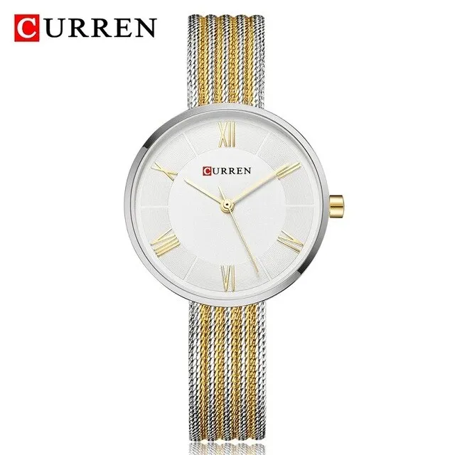 CURREN Women Watches Luxury Analog Quartz Wristwatch Classic Silver Female Clock Ladies Fashion Casual Dress Watch Reloj Mujer