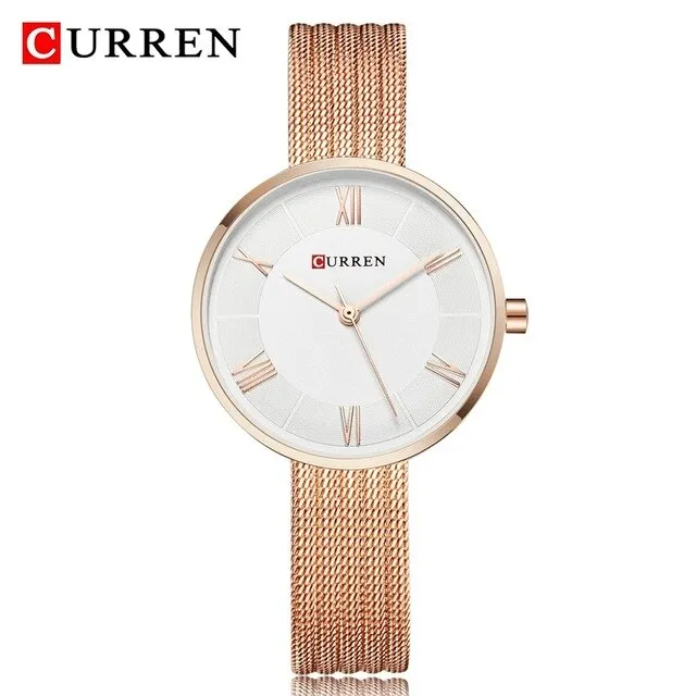 CURREN Women Watches Luxury Analog Quartz Wristwatch Classic Silver Female Clock Ladies Fashion Casual Dress Watch Reloj Mujer