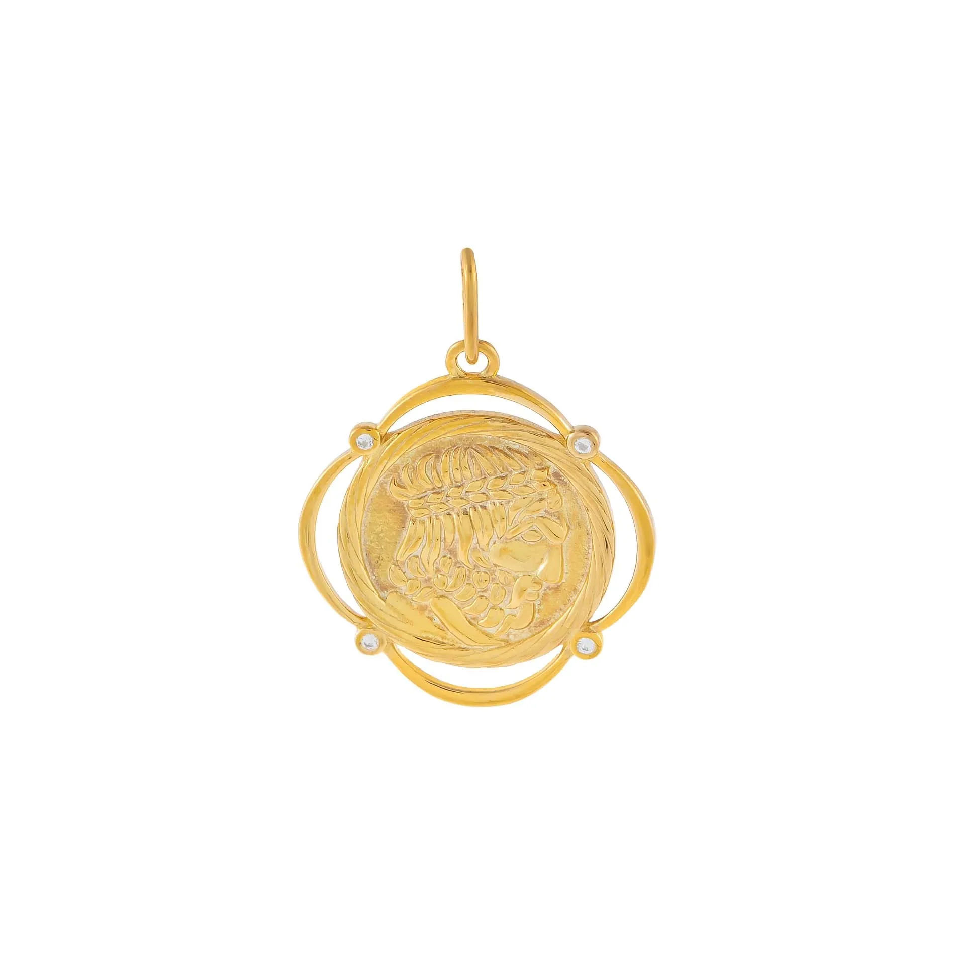 CZ Greek Coin Charm
