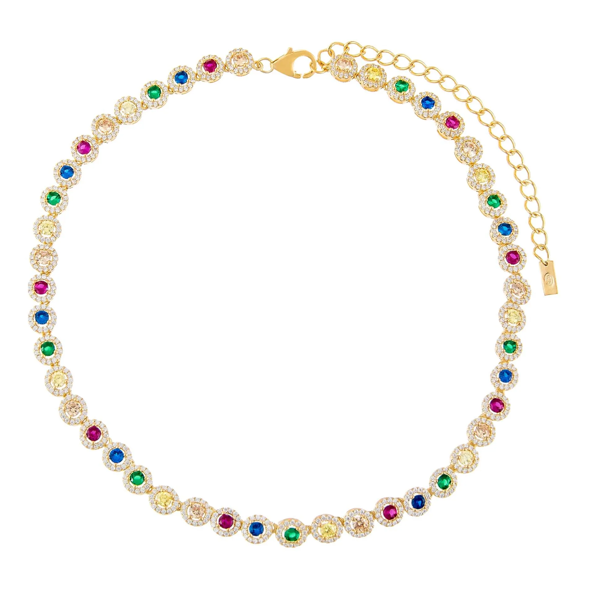 CZ Halo Multi-Color Choker