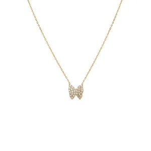CZ Pave Butterfly Necklace 14K
