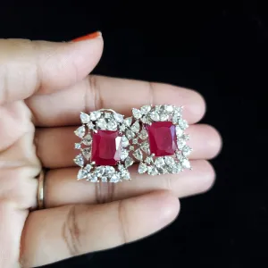Cz Tops With Rhodium Plating Ruby