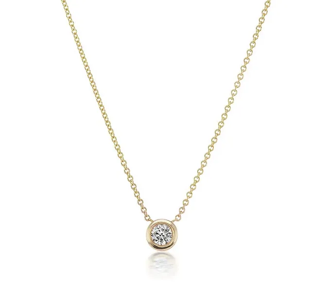 David Weisz 18k Yellow Gold Diamond Bezel Solitaire Pendant - .26ct