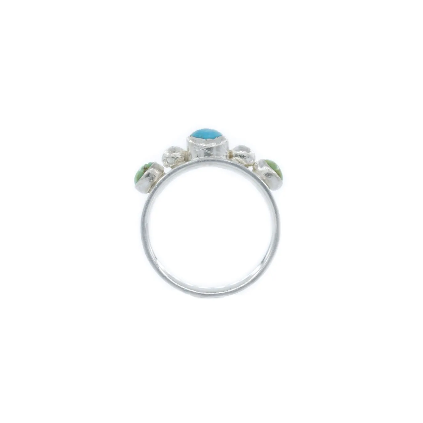 Delaney - Wedding Band Style 3 Stone Turquoise Ring