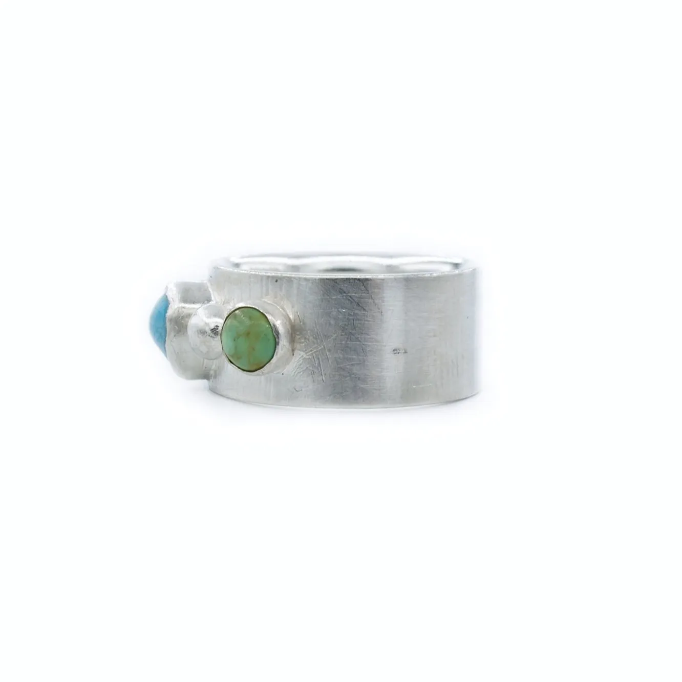 Delaney - Wedding Band Style 3 Stone Turquoise Ring