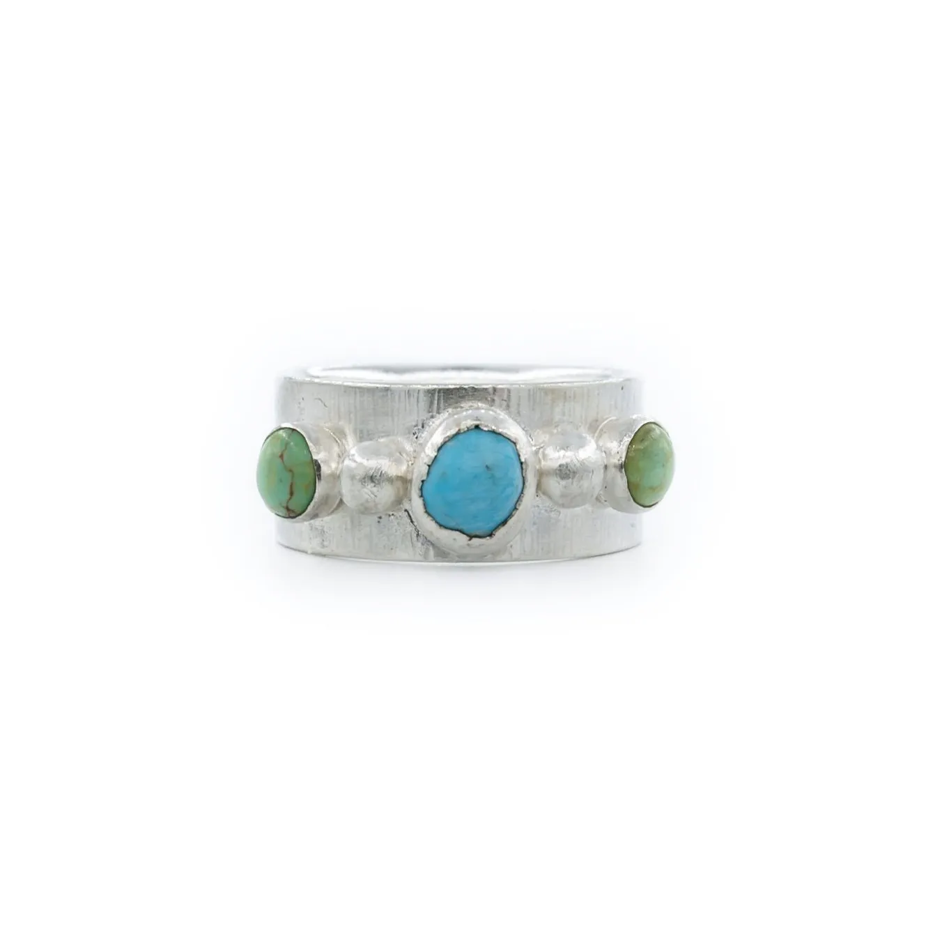 Delaney - Wedding Band Style 3 Stone Turquoise Ring