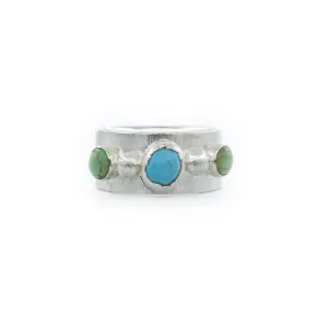 Delaney - Wedding Band Style 3 Stone Turquoise Ring