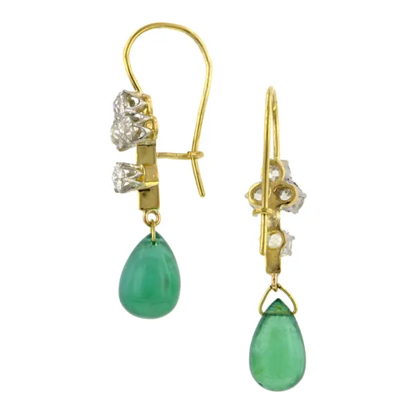 Diamond & Emerald Drop Earrings