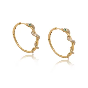 Diamond & Emerald Snake Hoops