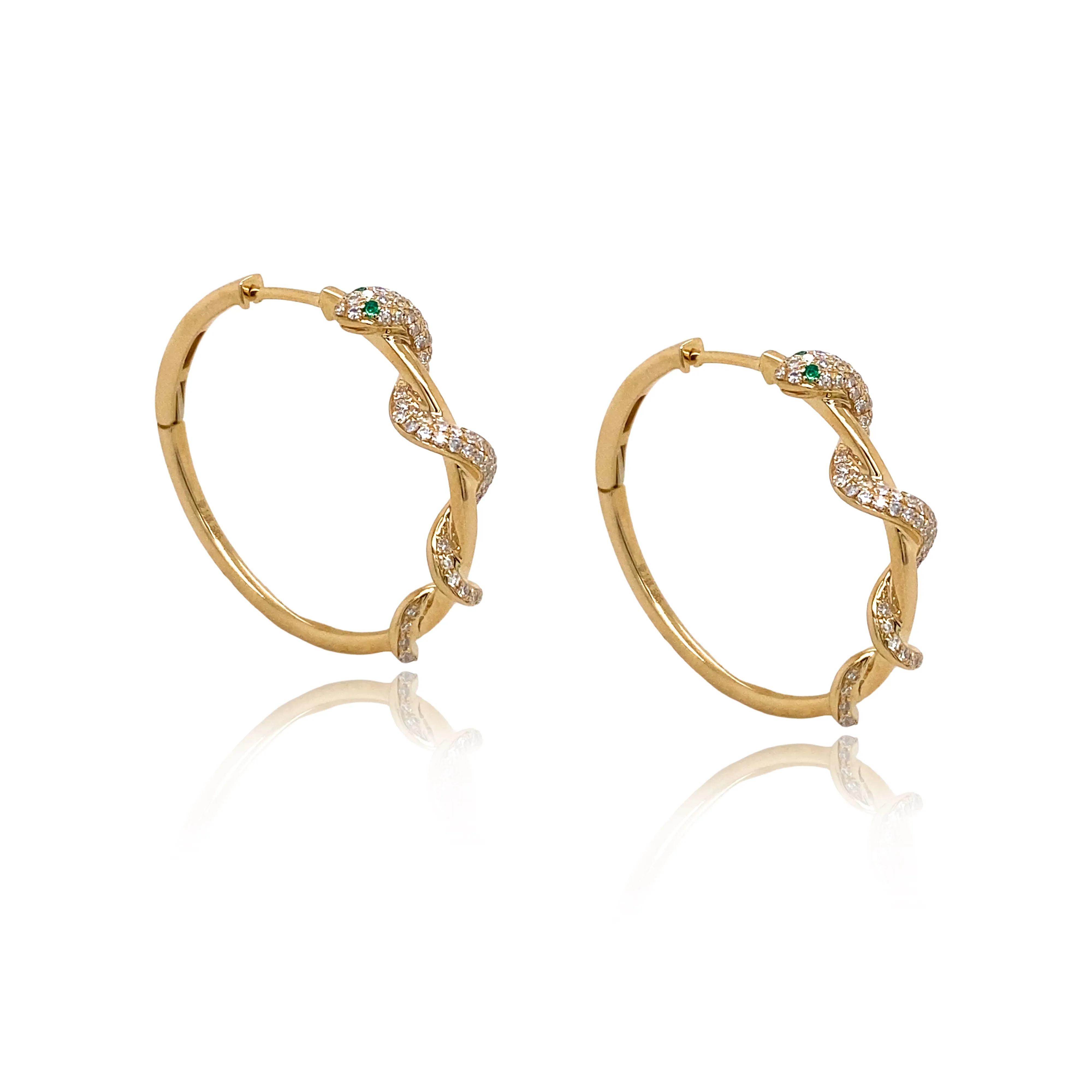 Diamond & Emerald Snake Hoops