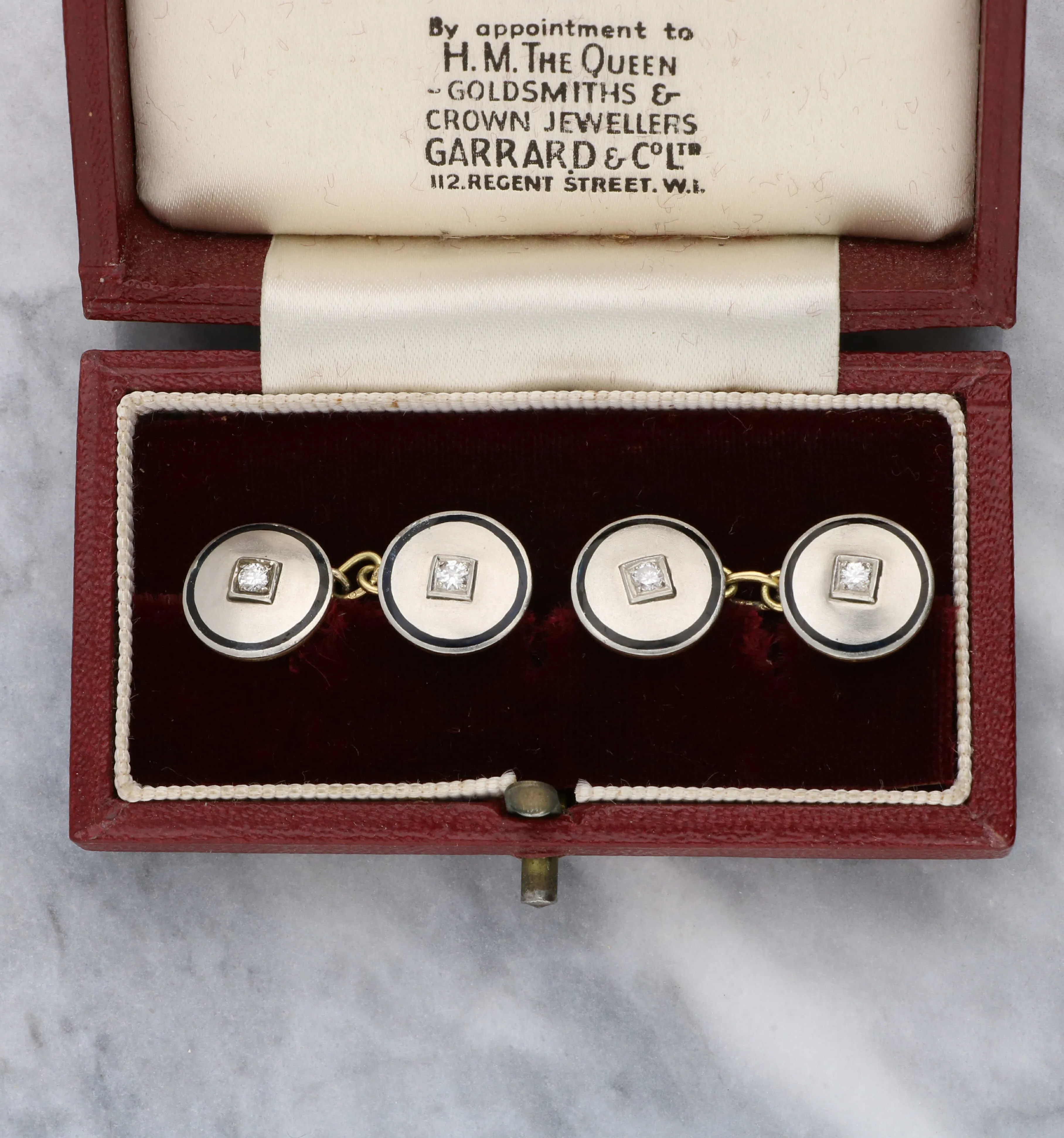 Diamond and enamel cufflinks