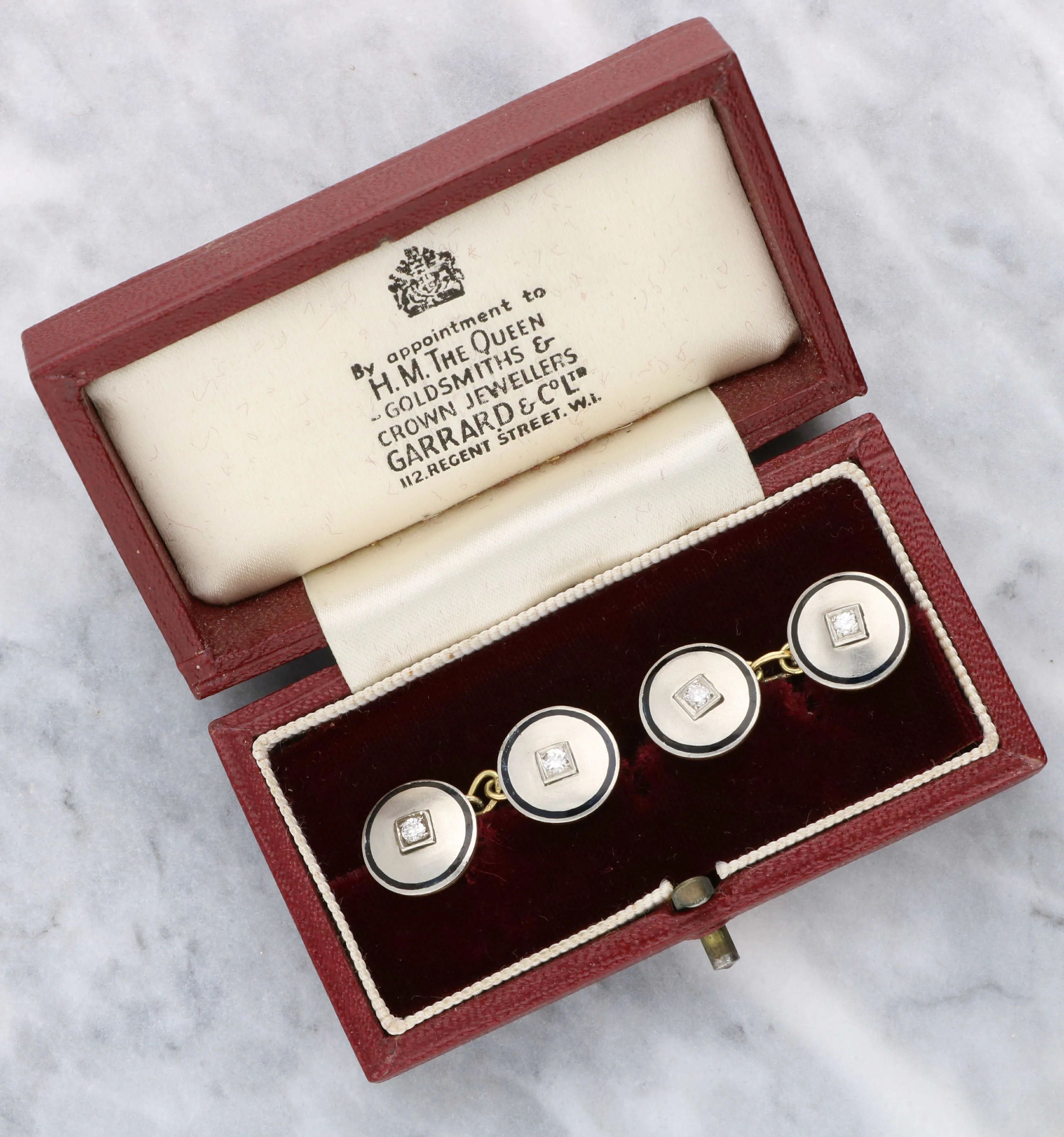 Diamond and enamel cufflinks