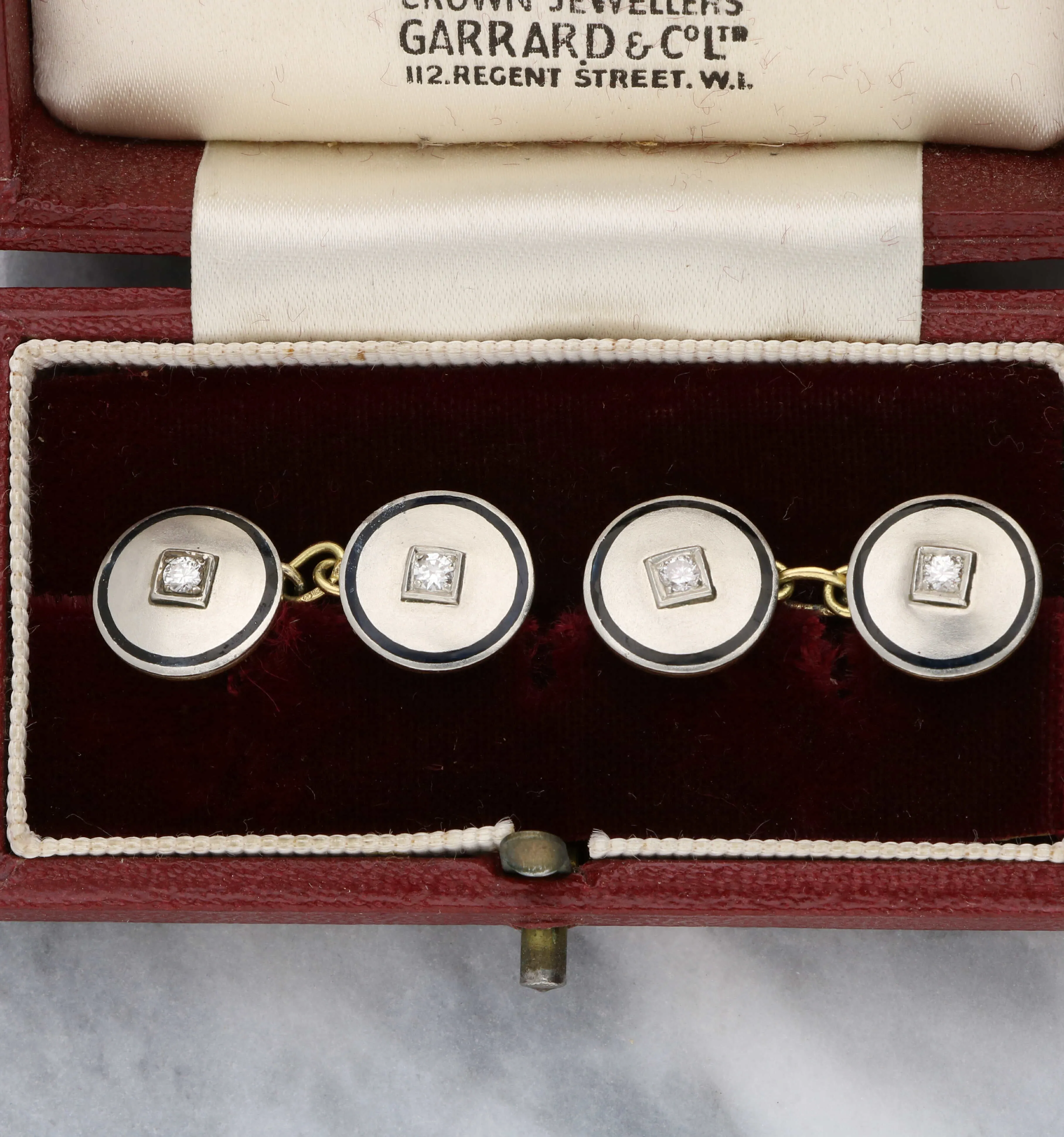 Diamond and enamel cufflinks
