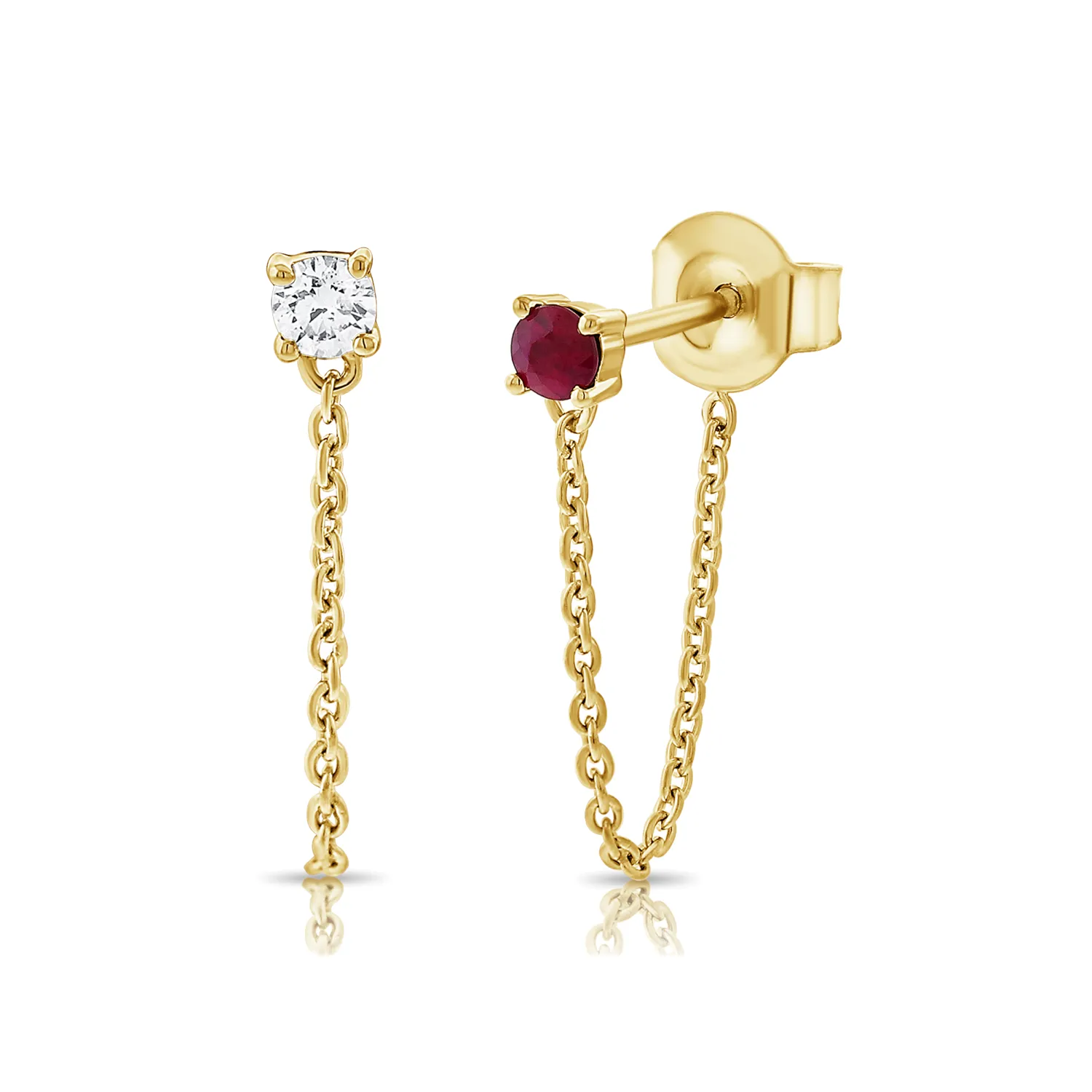 Diamond and Ruby Tethered Earrings