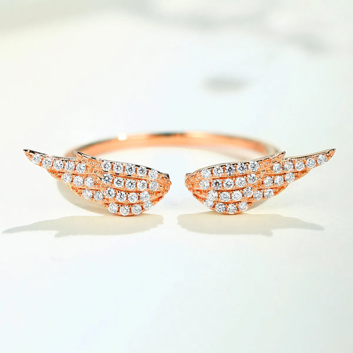 Diamond Angel Wings Open Ring