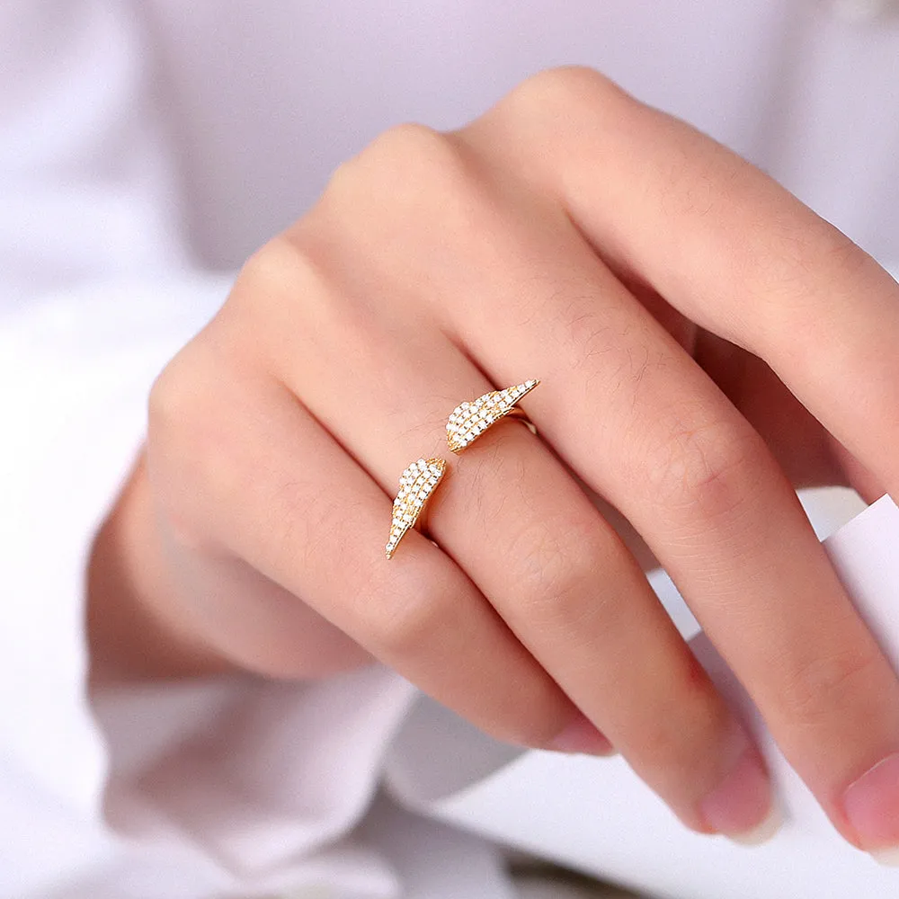 Diamond Angel Wings Open Ring