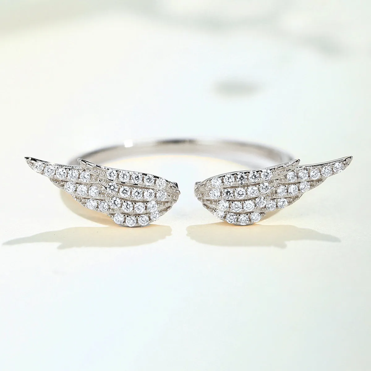 Diamond Angel Wings Open Ring