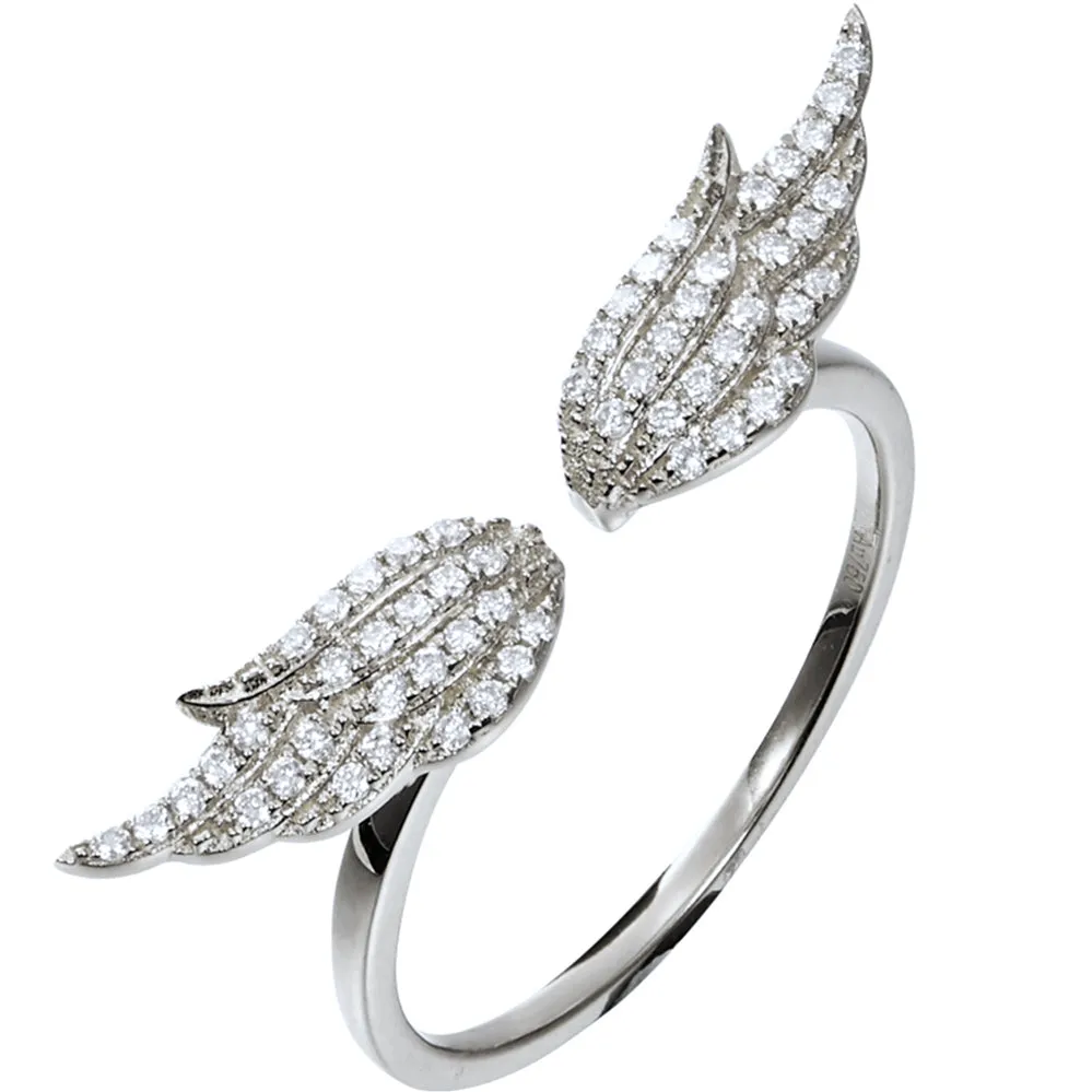 Diamond Angel Wings Open Ring