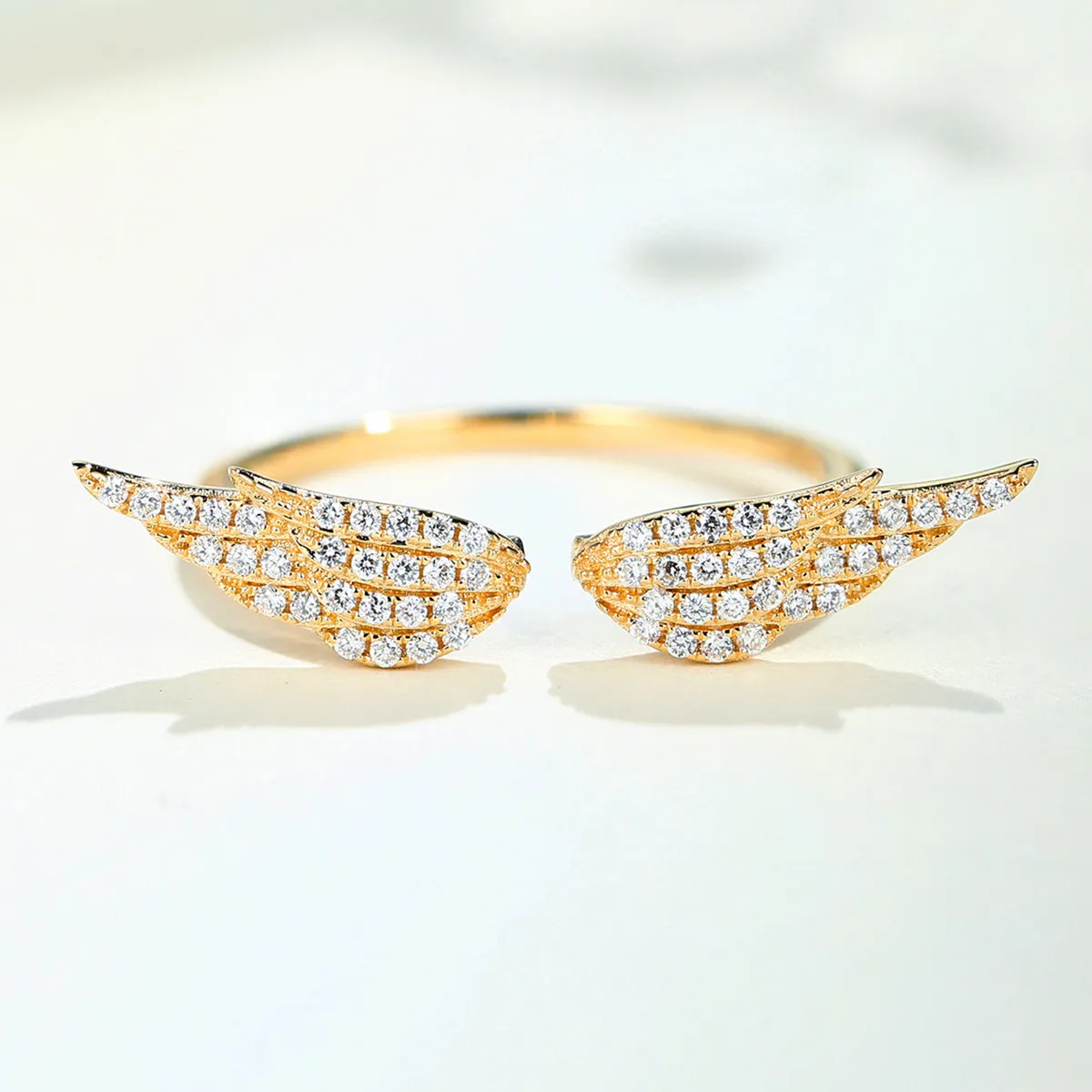 Diamond Angel Wings Open Ring