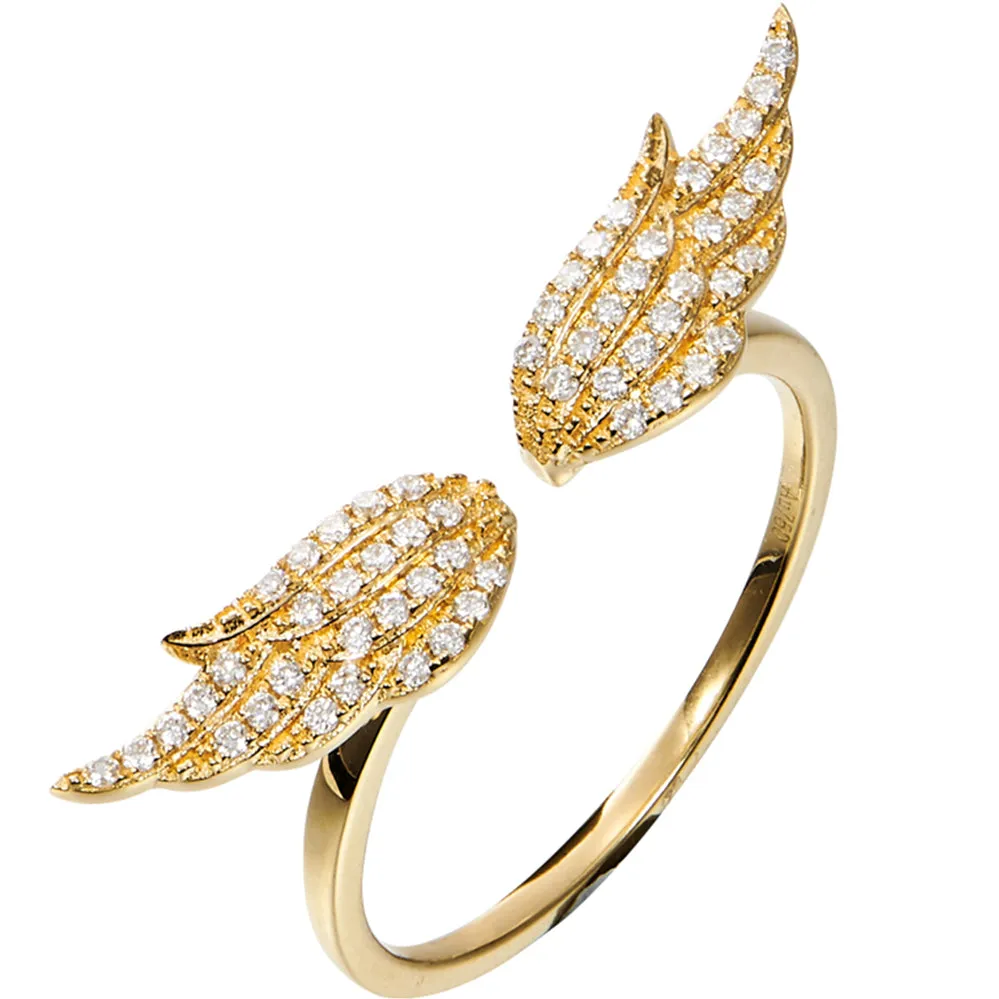 Diamond Angel Wings Open Ring