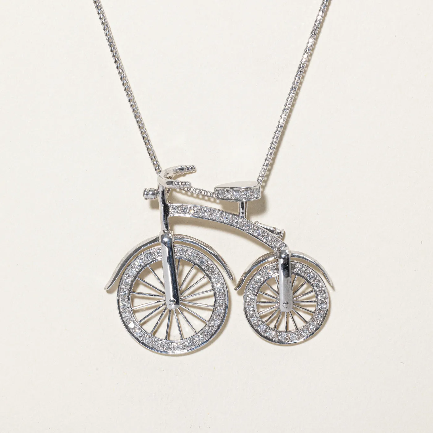 Diamond Bicycle Convertible Pendant Necklace | 1.10ctw