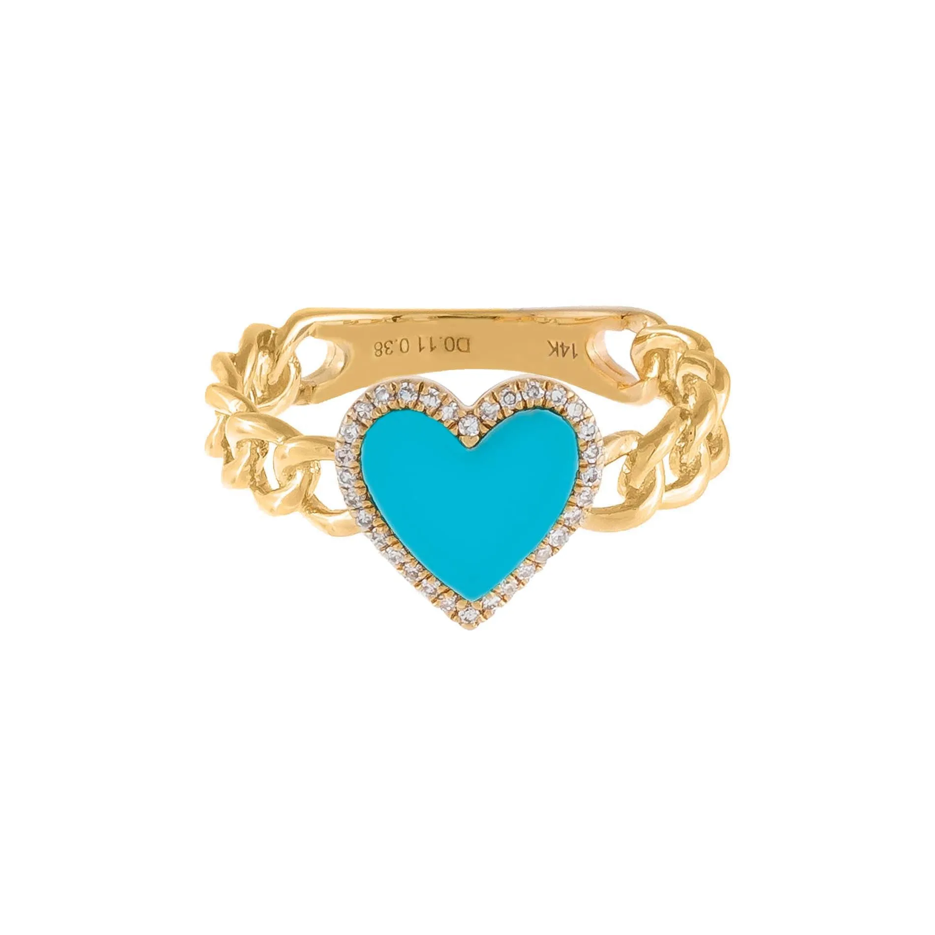Diamond Turquoise Heart Braided Ring 14K
