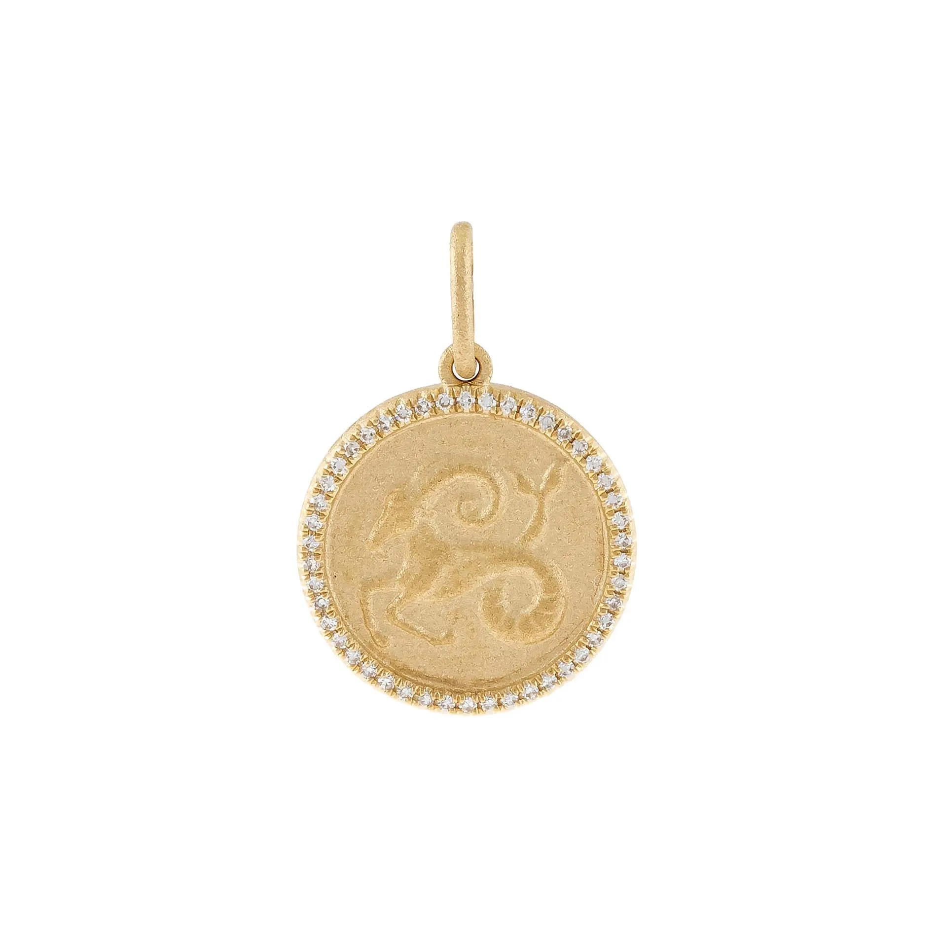 Diamond Zodiac Coin Charm 14K